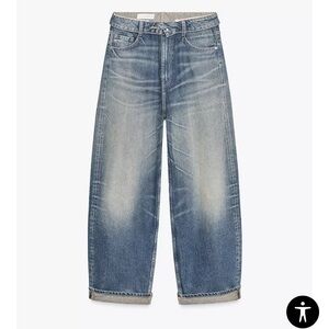 NWT Zara The Mid-Rise Folded Waist Jeans